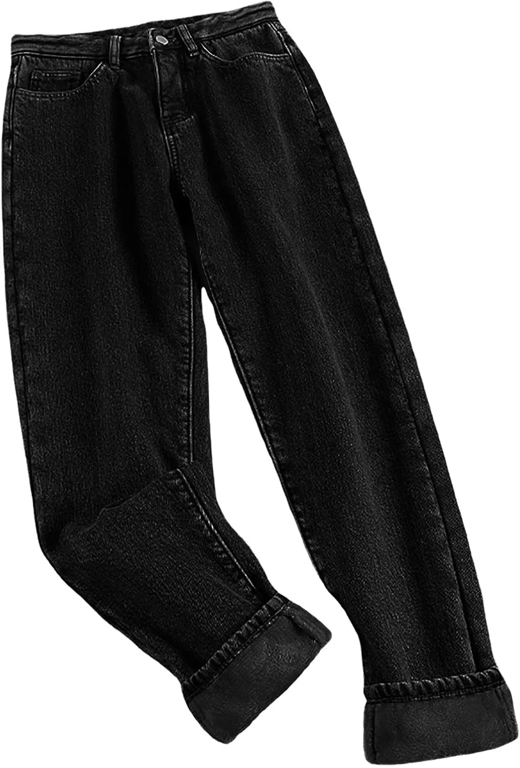 Women's Jeans High Waisted Warm Winter Lounge Stretch Fleece Lined Thicken Boot Cut Slim Fit Trousers with Pockets