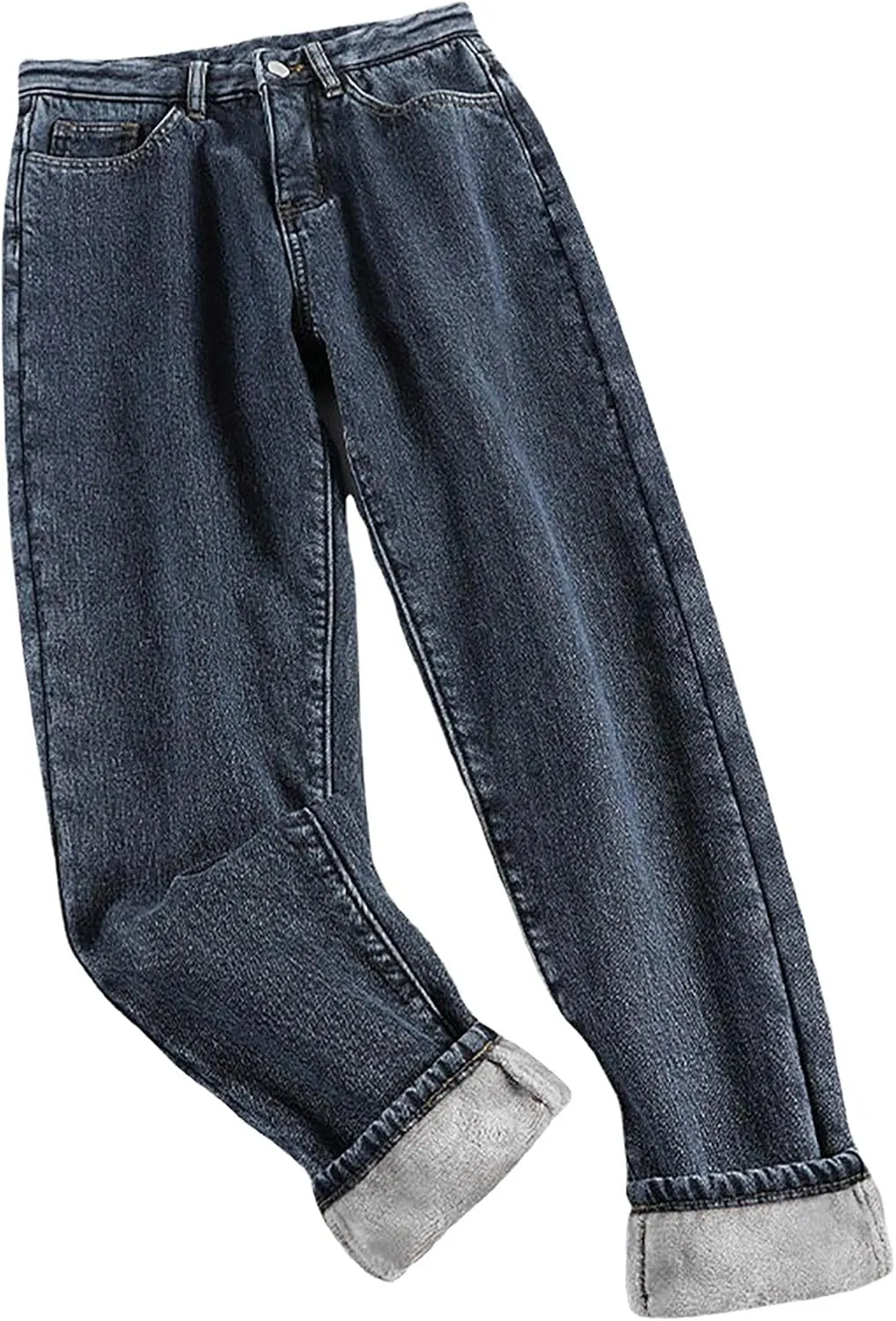 Women's Jeans High Waisted Warm Winter Lounge Stretch Fleece Lined Thicken Boot Cut Slim Fit Trousers with Pockets
