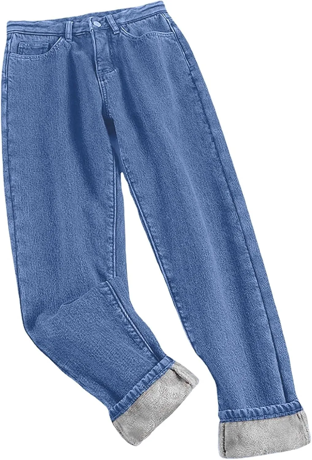 Women's Jeans High Waisted Warm Winter Lounge Stretch Fleece Lined Thicken Boot Cut Slim Fit Trousers with Pockets