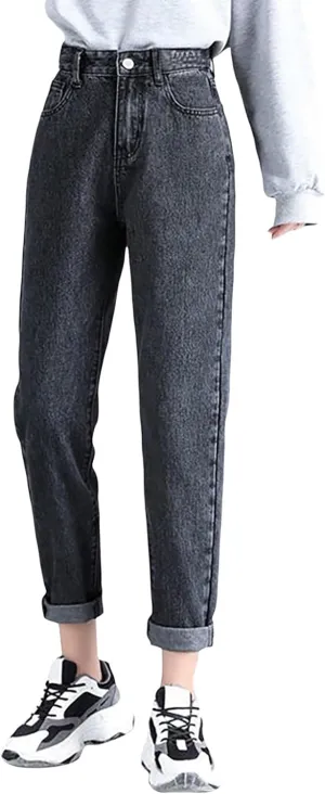 Women's Jeans High Waisted Warm Winter Lounge Stretch Fleece Lined Thicken Boot Cut Slim Fit Trousers with Pockets
