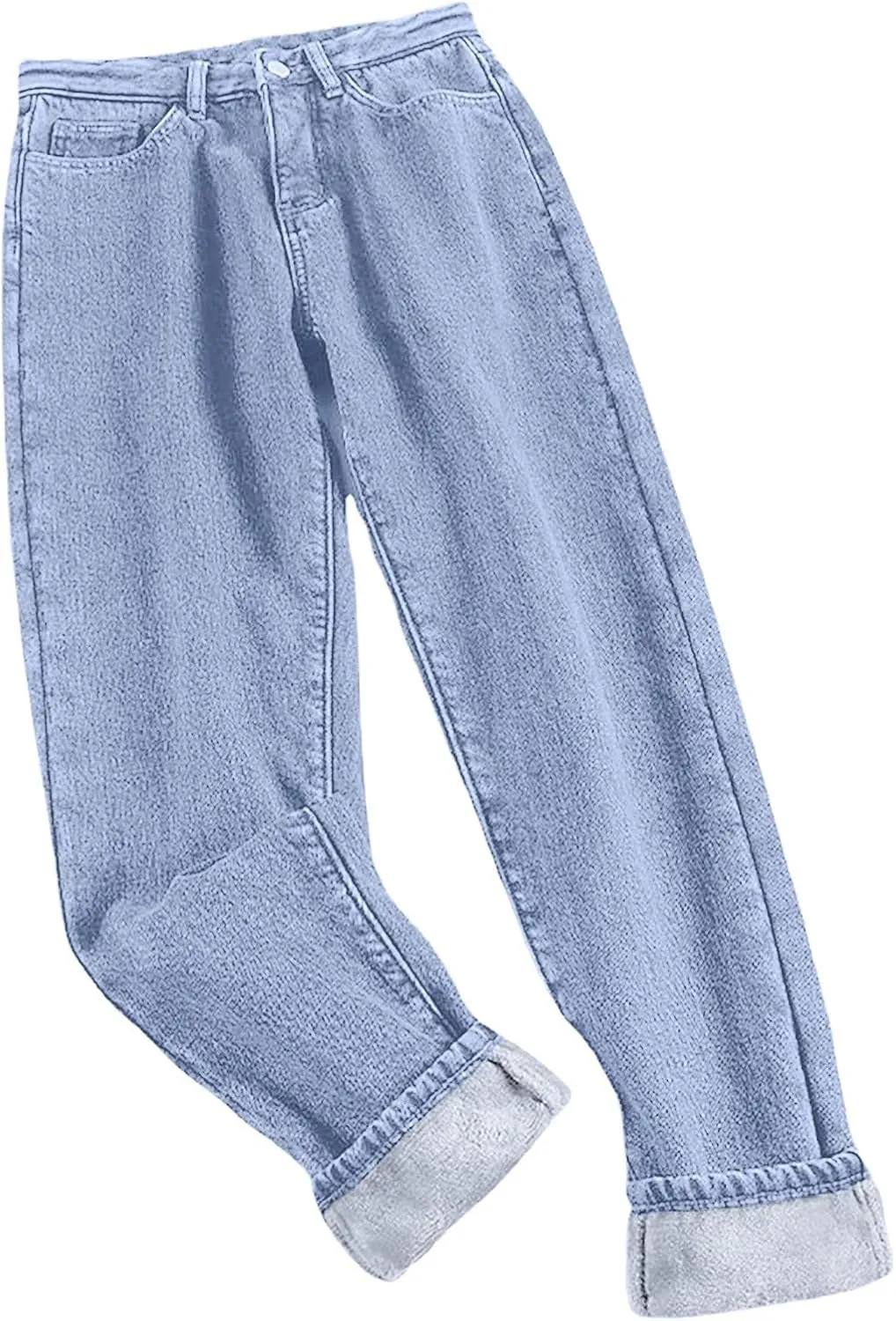 Women's Jeans High Waisted Warm Winter Lounge Stretch Fleece Lined Thicken Boot Cut Slim Fit Trousers with Pockets