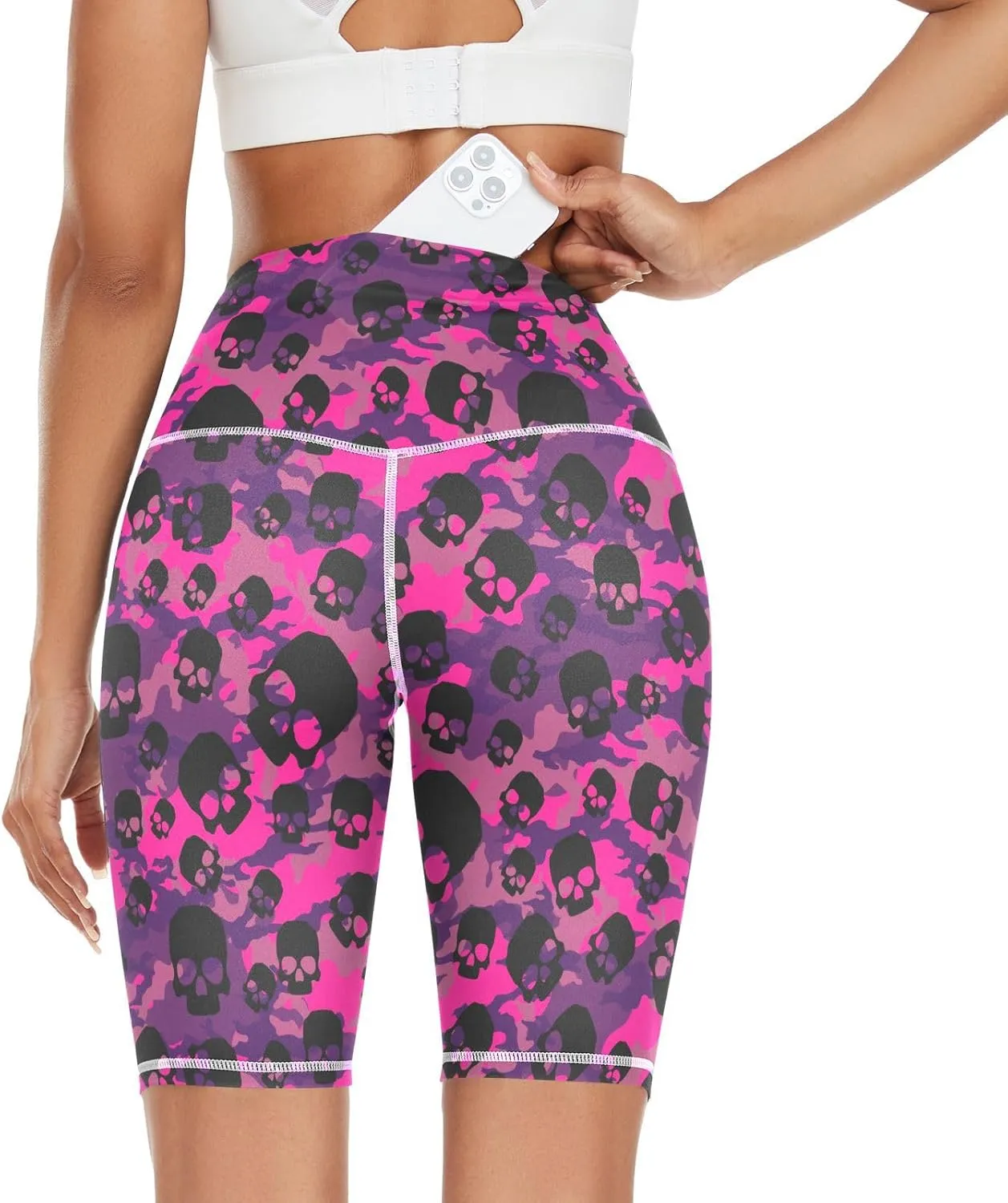 Women's Leggings Shorts High Waist Yoga Athletic Short Pants with Hidden Pockets
