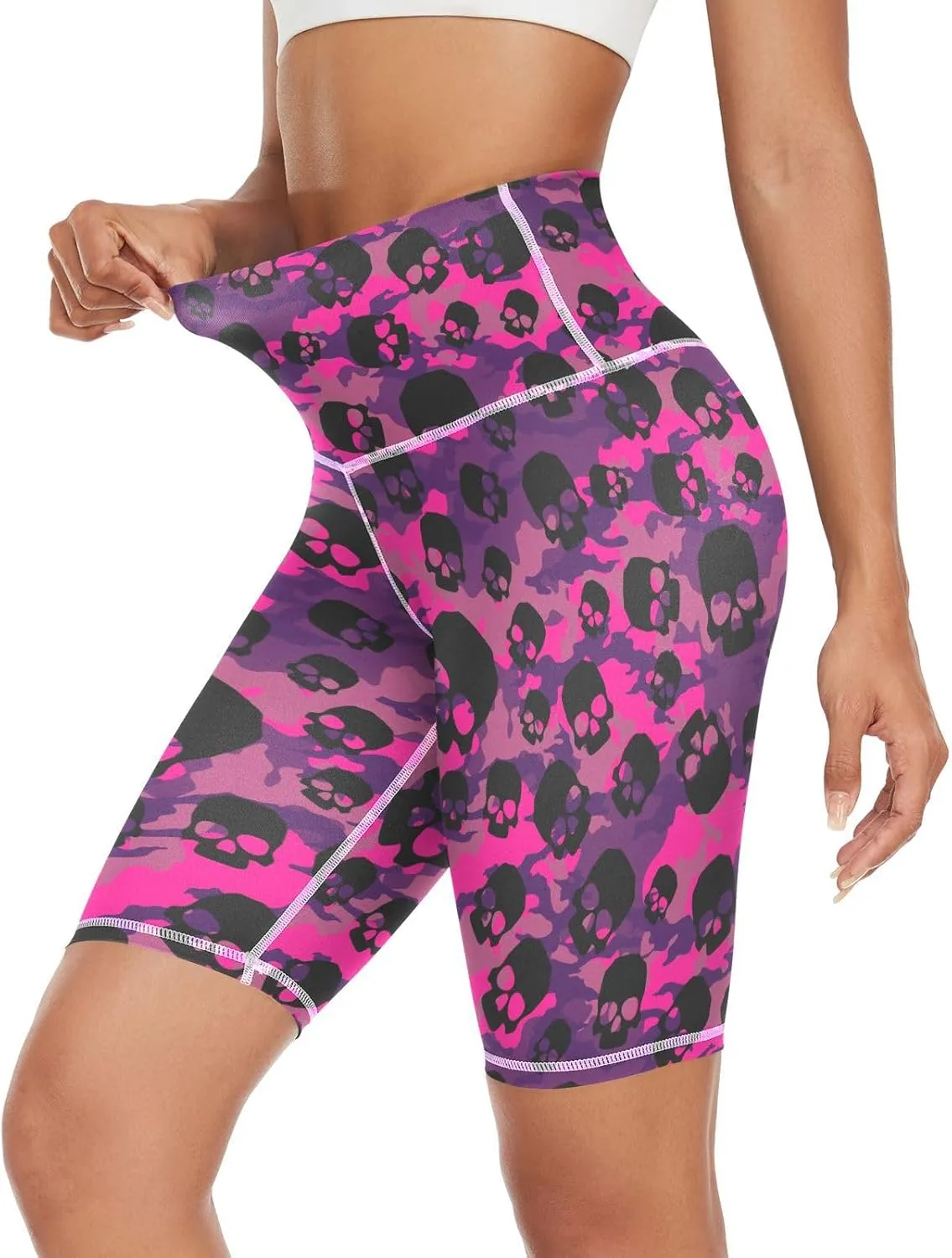 Women's Leggings Shorts High Waist Yoga Athletic Short Pants with Hidden Pockets