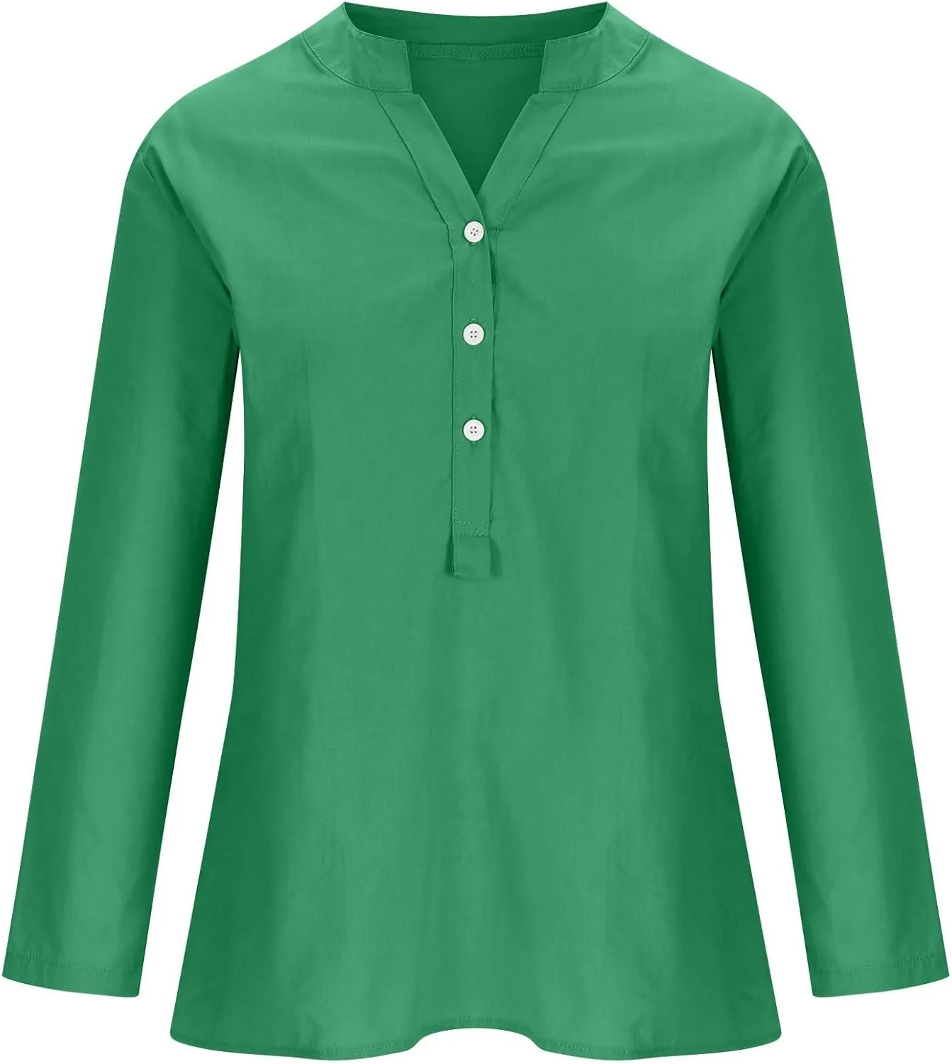 Womens Linen Shirts V Neck Button Up Blouses Plain Trendy Dressy Tshirt Short Sleeve Loose Fit Shirt