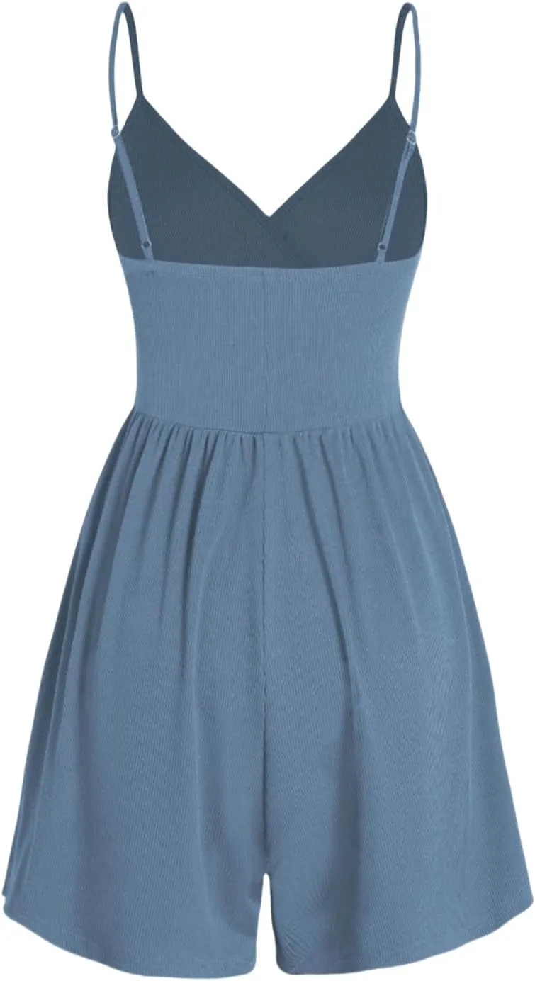Womens Mini Dress Built in Shorts Summer Sexy Deep V Sleeveless Adjustable Spaghetti Strap Dresses Tunic Sundresses