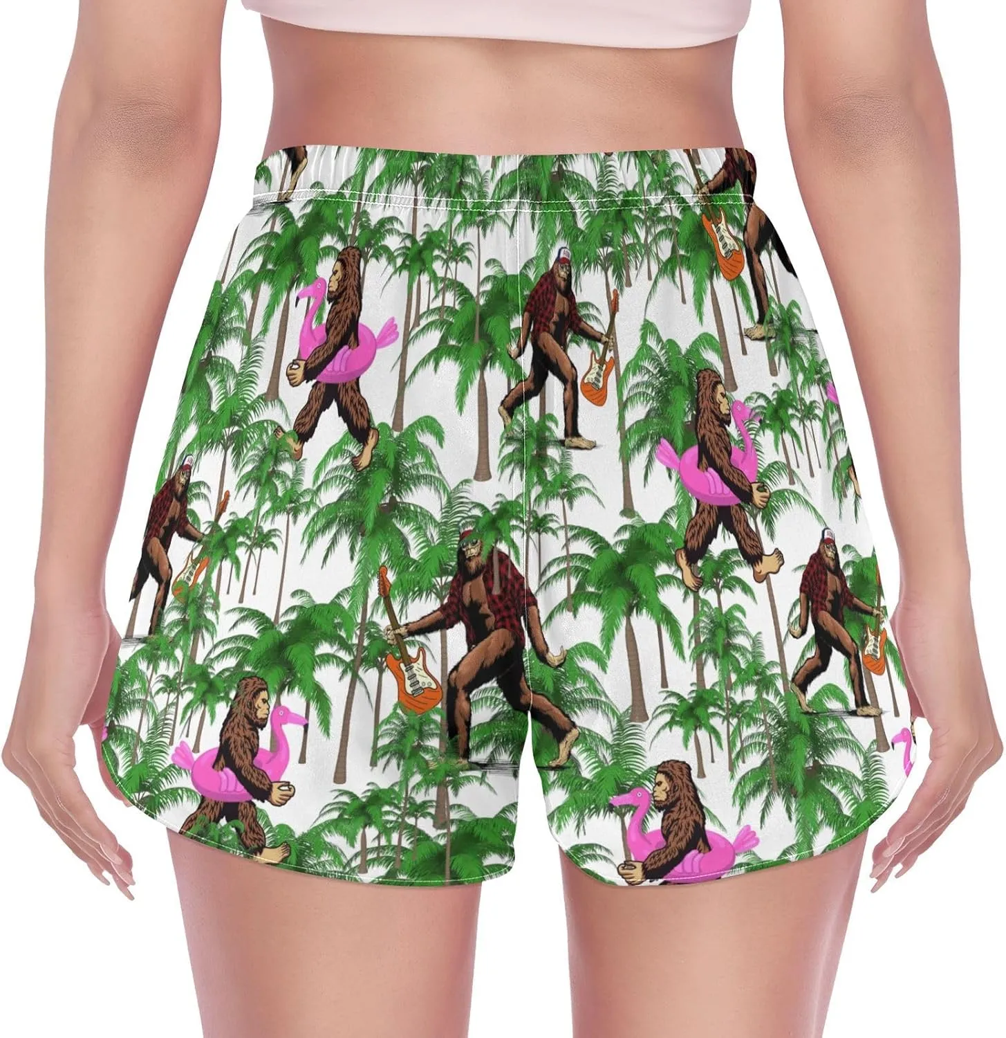 Womens Quick Dry Beach Shorts Athletic Swim Bottom Swimsuit with Liner Pockets