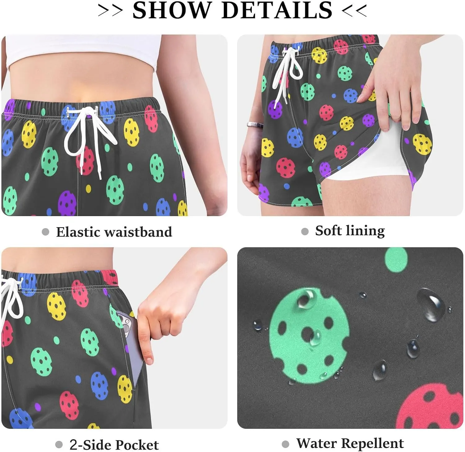 Womens Quick Dry Beach Shorts Athletic Swim Bottom Swimsuit with Liner Pockets