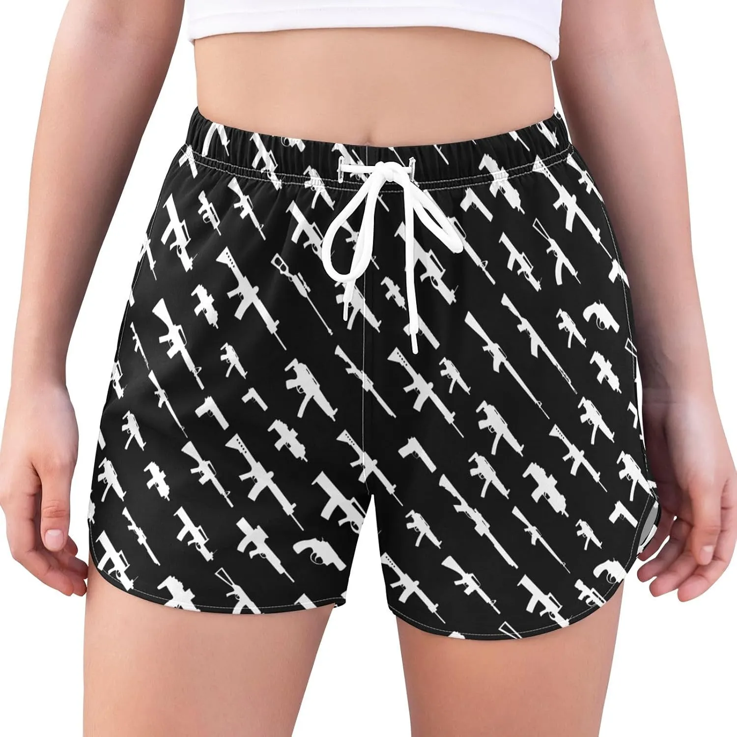 Womens Quick Dry Beach Shorts Athletic Swim Bottom Swimsuit with Liner Pockets