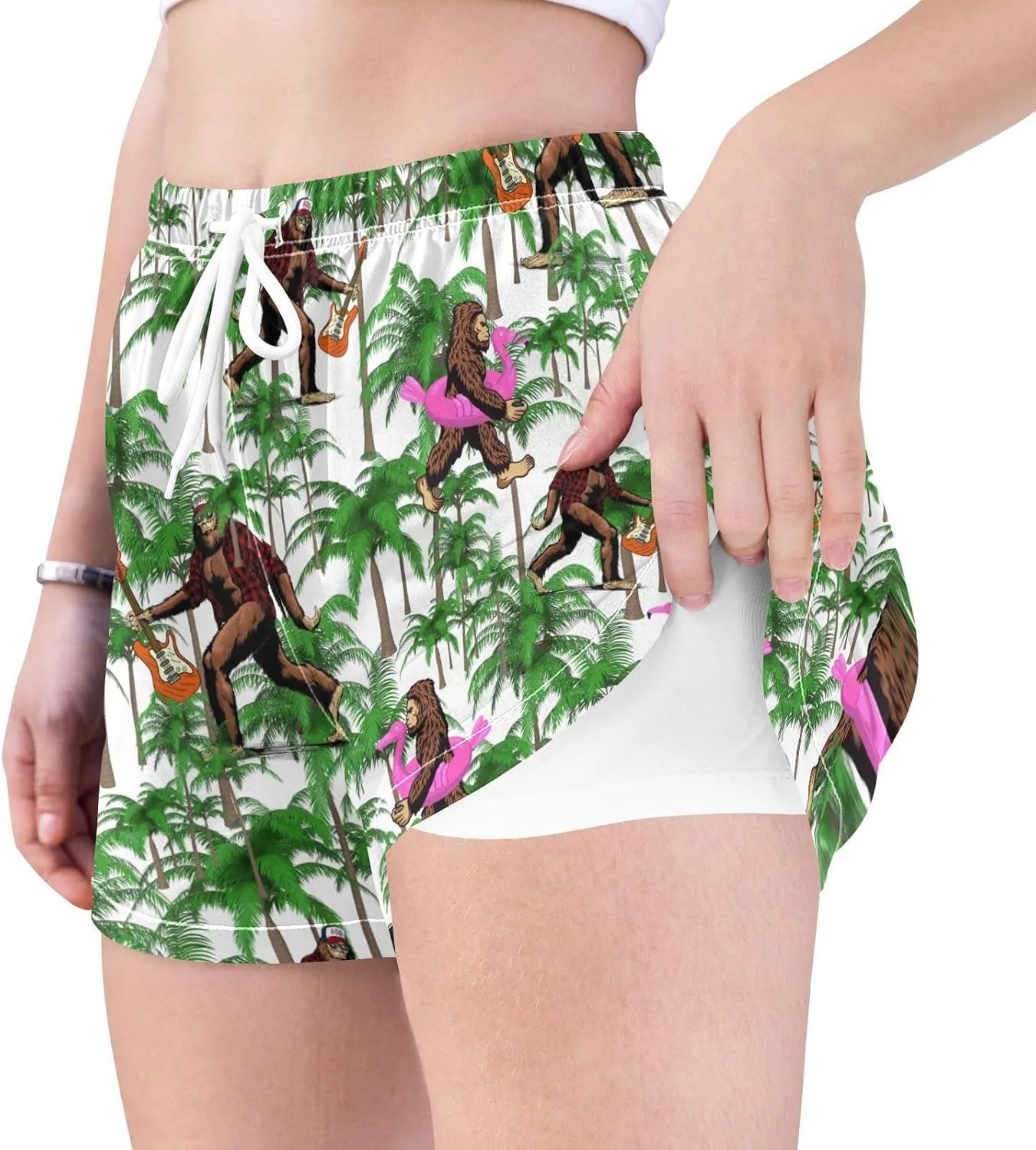 Womens Quick Dry Beach Shorts Athletic Swim Bottom Swimsuit with Liner Pockets