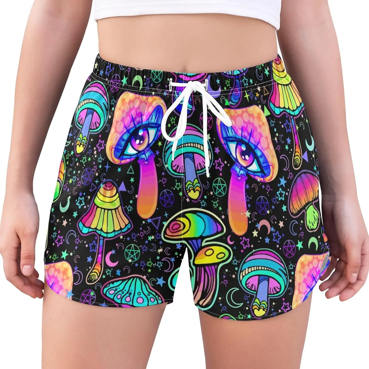 Womens Quick Dry Beach Shorts Athletic Swim Bottom Swimsuit with Liner Pockets