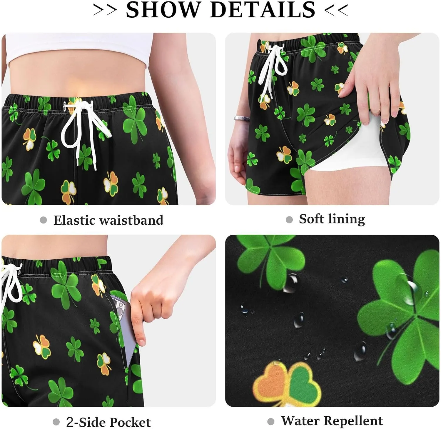 Womens Quick Dry Beach Shorts Athletic Swim Bottom Swimsuit with Liner Pockets