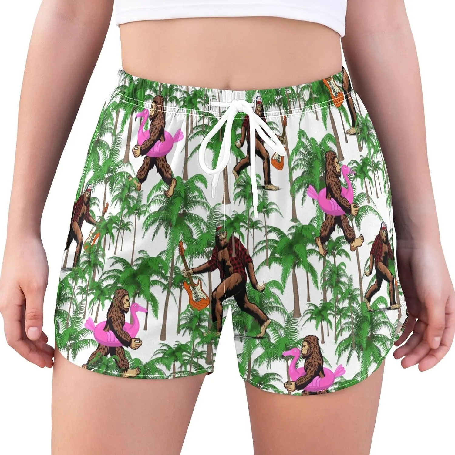 Womens Quick Dry Beach Shorts Athletic Swim Bottom Swimsuit with Liner Pockets