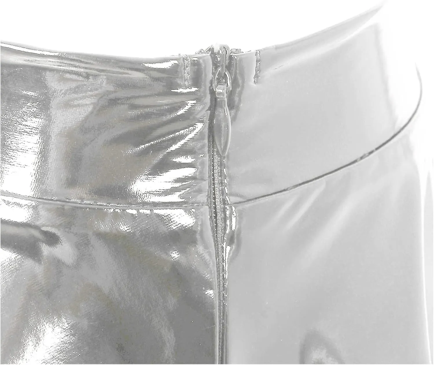 Women's Shiny Metallic Flared Mini Skirt Night Out Club Pleated Skater Skirts Clubwear