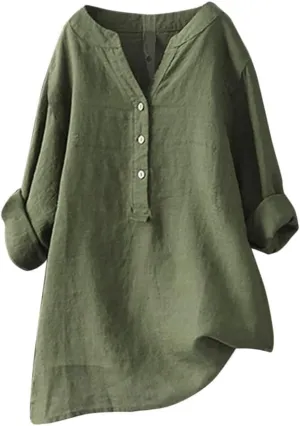 Womens Short Sleeve Cotton Linen Shirt Casual Crewneck Soft T Shirt Floral Loose Fit Summer Tee Tops