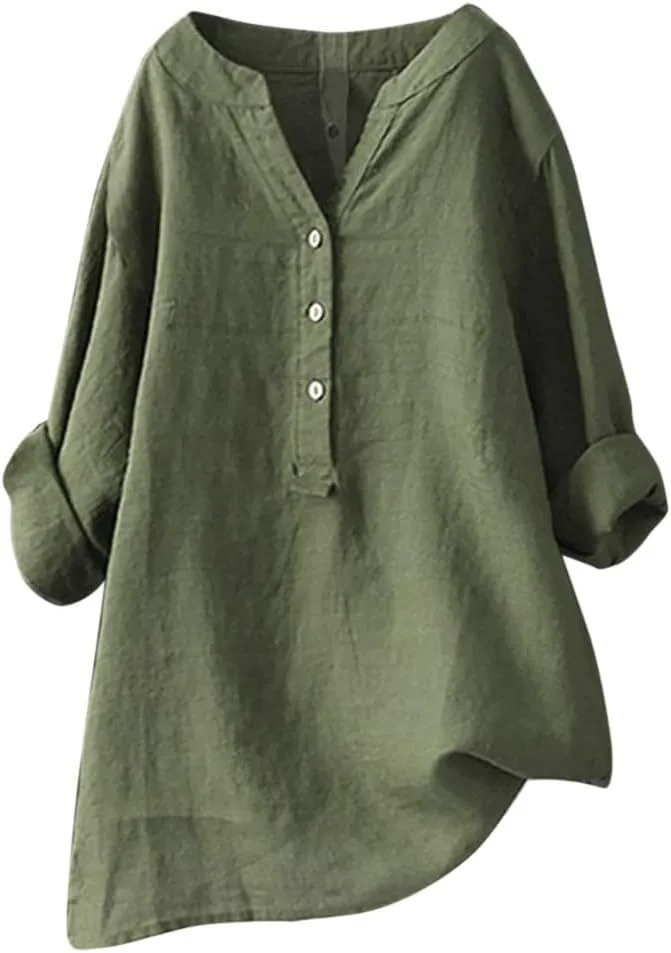 Womens Short Sleeve Cotton Linen Shirt Casual Crewneck Soft T Shirt Floral Loose Fit Summer Tee Tops