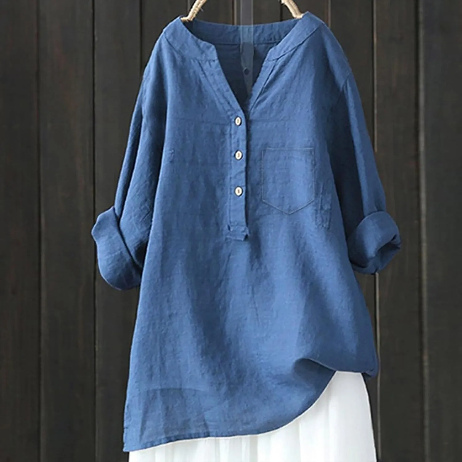 Women's Short Sleeve Linen Shirt Casual V-Neck Dressy T Shirt Floral Print Loose Fit Summer Tops