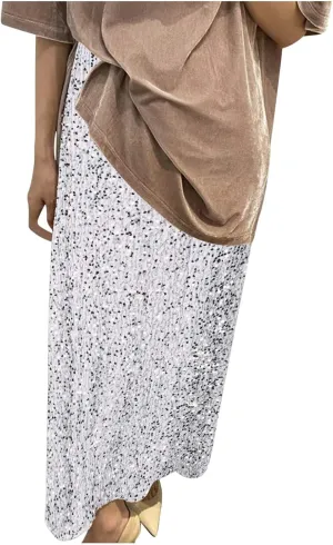 Womens Sparkly Sequin Long Skirt High Elastic Waist Glitter Sparkle A Line Maxi Skirt Night Out Party Wear for Ladies