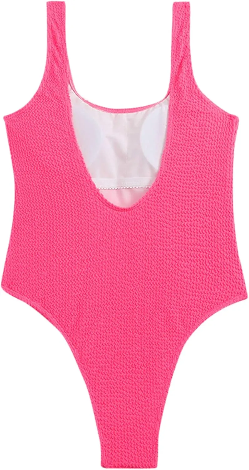 Womens Stretchy Ribbed One Piece Swimsuits Tummy Control Backless Monokinis Bathing Suits Swimwear