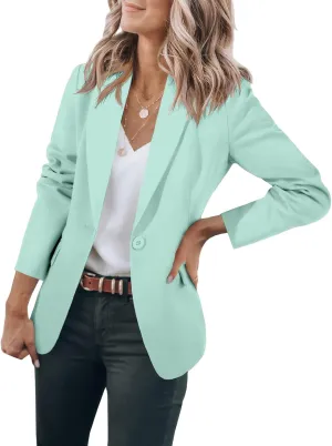 Womens Suit Jacket Business Casual Blazer Long Sleeve Lapel Open Front Button Work Blazer Jackets Trendy Clothes