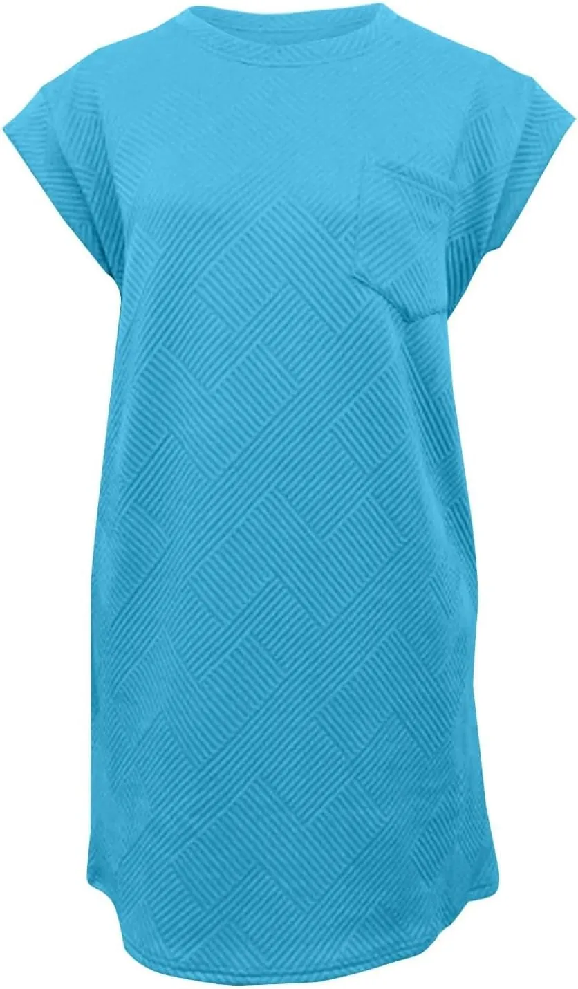 Women's Summer Casual Dresses O-Neck Short Sleeves Sundress with Pockets Tunic Shirt Spring Dresses for Women 2025