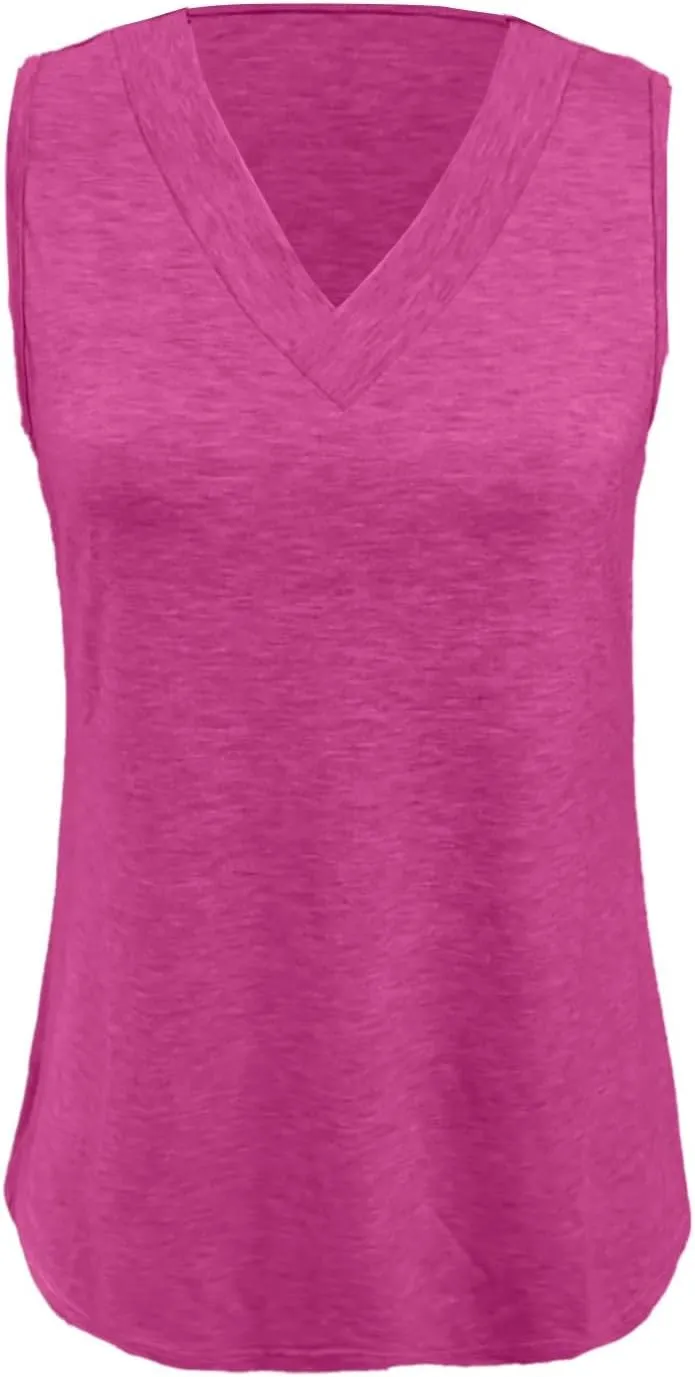 Womens Tank Tops 2025 Sleeveless Summer Vacation Beach Tees Shirts V Neck Basic Shirts