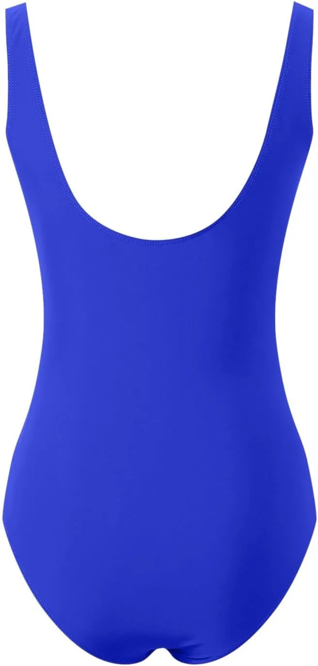 Women's Vintage Mesh One-Piece Swimsuit with Tummy Control & Crisscross U-Back  Modest Swimwear Bathing Suits