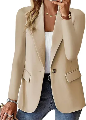 Women's Work Office Blazer Casual Long Sleeve Lapel Open Front Suit Jacket Work Blazer Elegant Clothes with Pockets