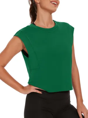 Womens Workout Crop Tank Tops Loose Sleeveless Summer T Shirts Oversize Active Yoga Gym Tee Y2k