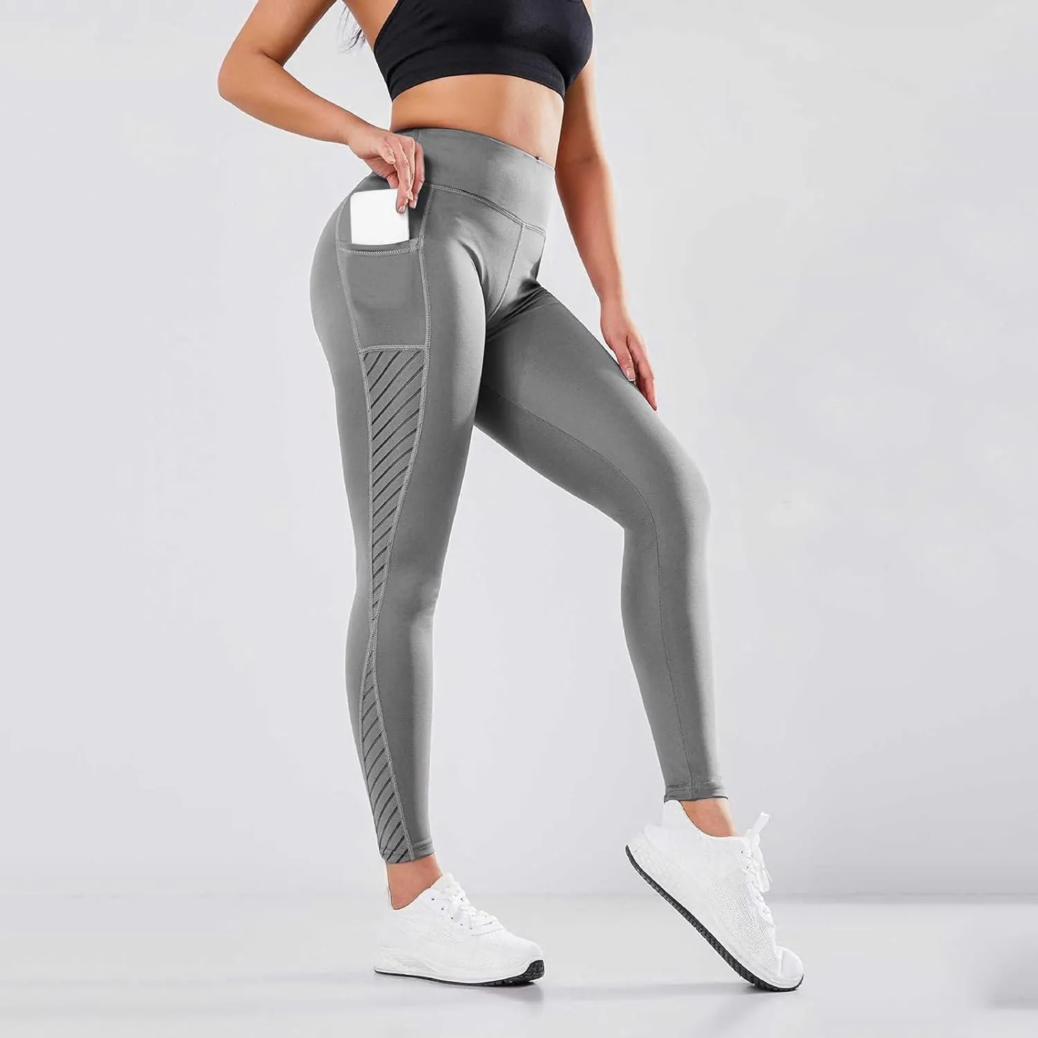Womens Yoga Pants Tummy Control High Waist Mesh Leggings Lightweight Comfy Casual Workout Trousers with Pockets 2025
