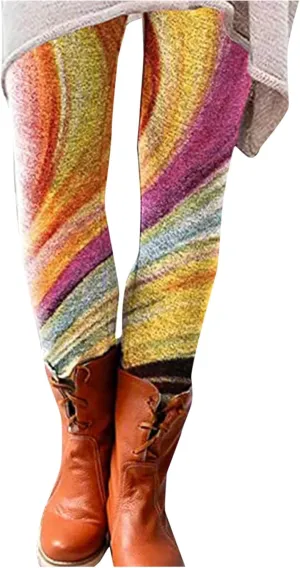 Workout Leggings for Women Seamless Vintage Printed Tights Womens Holiday Legging Yoga Pants Halloween