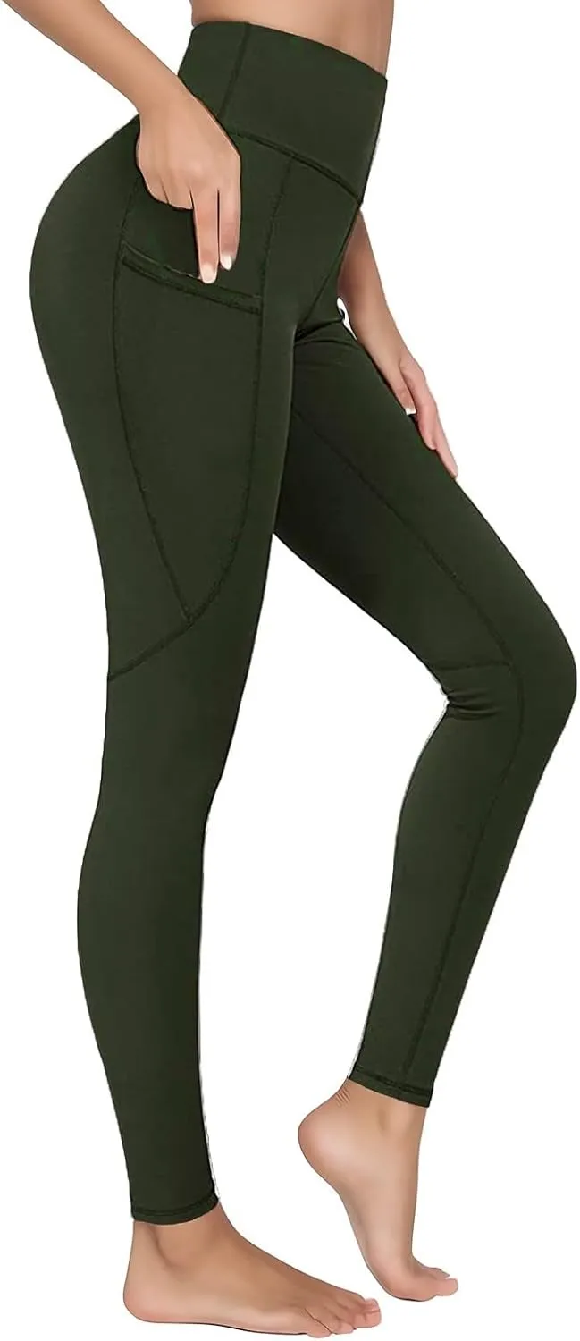 Workout Leggings for Women Tummy Control High Waist Stretchy Pants Comfy Yoga Trousers with Side Pockets 2025 Trendy