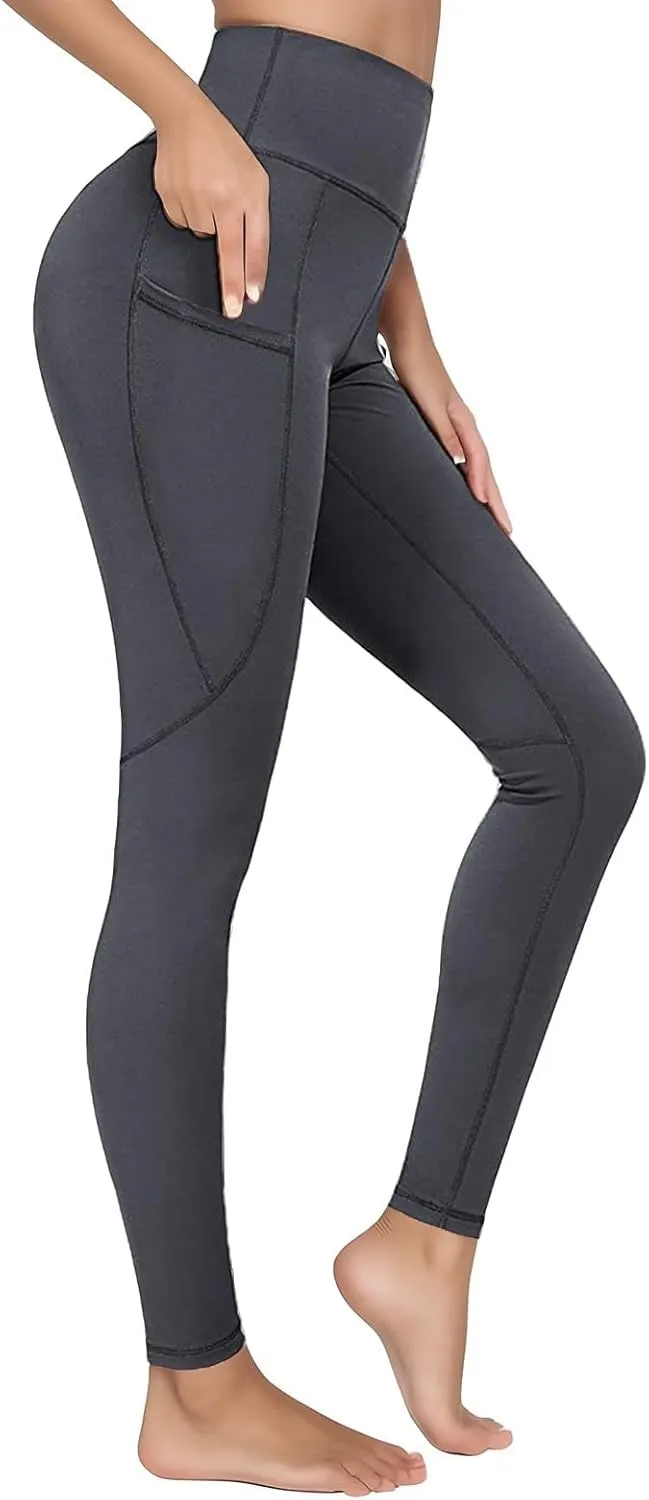Workout Leggings for Women Tummy Control High Waist Stretchy Pants Comfy Yoga Trousers with Side Pockets 2025 Trendy