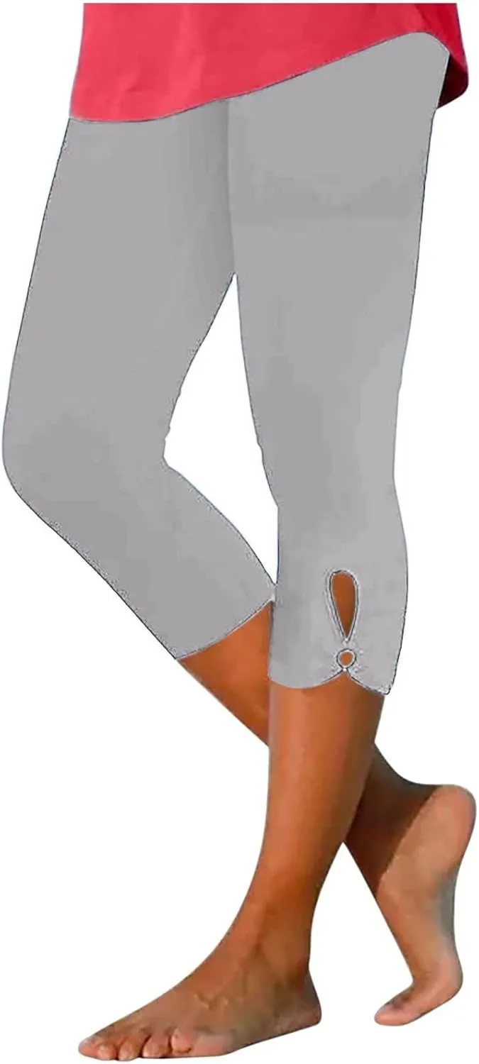 Xiaojmake Womens Capris for Summer Dressy High Waist Cropped Yoga Pants Comfy Stretchy Leggings Workout Compression Pants