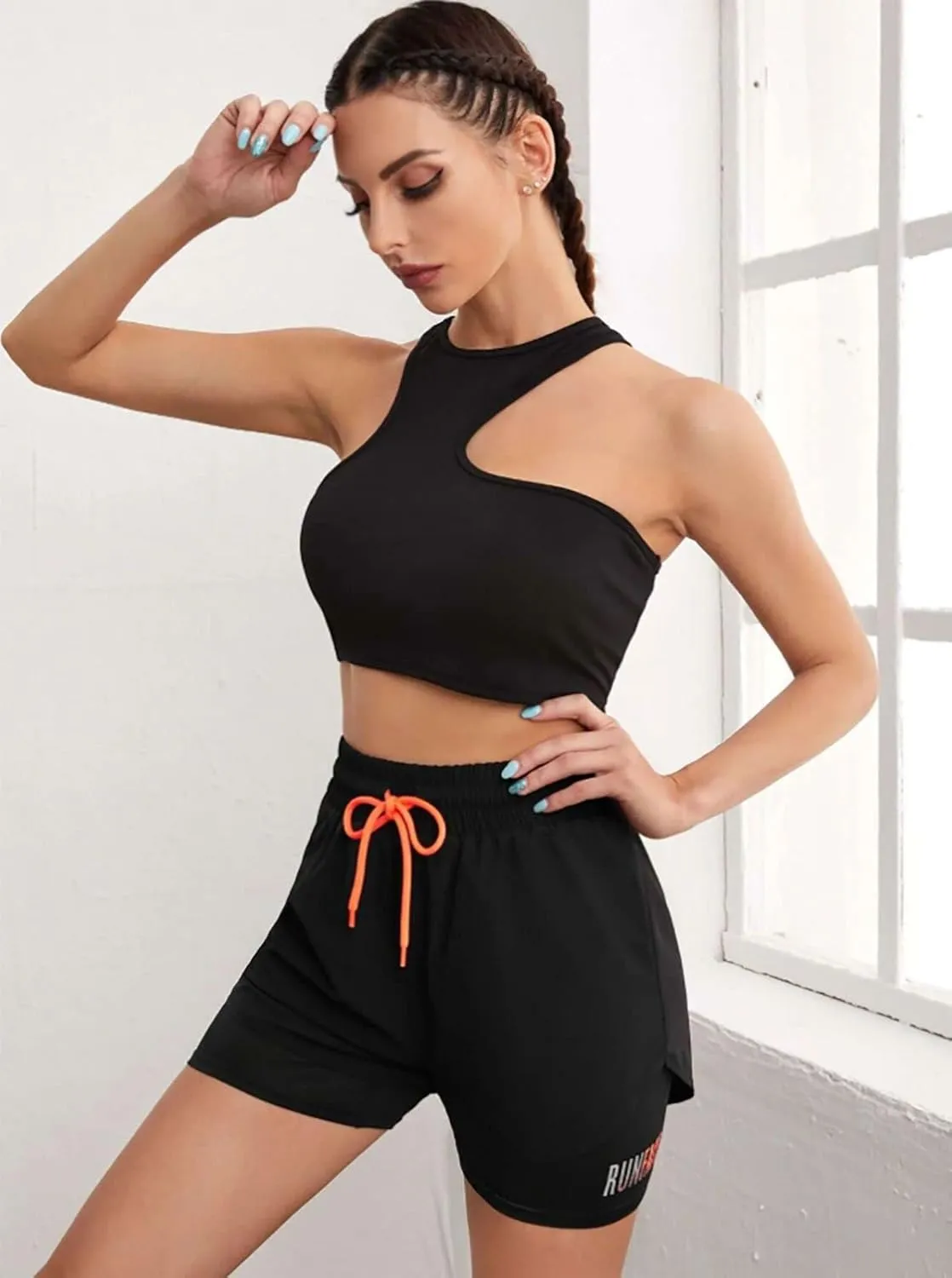YOAKUKA Women's 2 in 1 Workout Shorts Gym Workout Yoga Running Biker Tennis Skirts Clothes Summer
