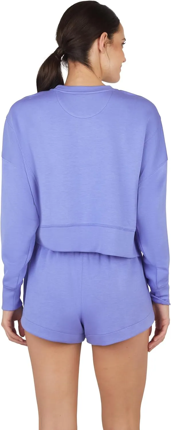 Yogalicious Softlite Zuri Cropped Crew Pullover Sweatshirt and Softlite Zuri Drawstring Short Set
