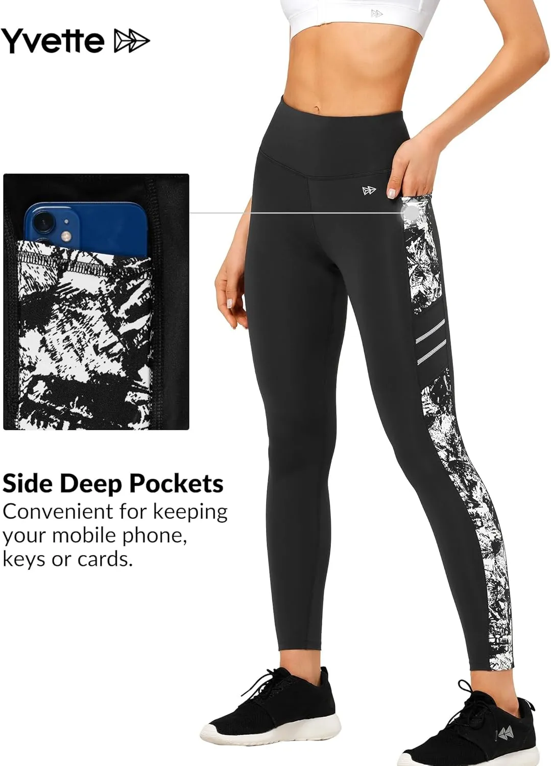 Yvette Printed Workout Leggings for Women High Waisted Yoga Pants with 2 Pockets Non See-Through Tummy Control
